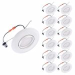 OSTWIN (12 Pack) 6 Inch Directional Recessed LED Can Gimbal Light Fixture, Adjustable Angle Downlight Directional, Dimmable, 15 W (120 Watt Replacement), 1150 Lm, 3000K Warm Light, ETL & Energy Star