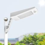 Solar Street Light Outdoor 48LEDs 900LM Waterproof IP65 4 Modes Emergency Light with PIR Motion Sensor, All-in-one Cordless Lamp, for Street Road Garden Yard Pathway