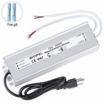 LED Driver 200 Watts Waterproof IP67 Power Supply Transformer Adapter 90V-130V AC to 12V DC Low Voltage Output with 3-Prong Plug 3.3 Feet Cable for LED Light, Computer Project, Outdoor Light