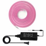 XUNATA LED Strip Lights, LED Neon Light Rope, Outdoor Flexible Light, DC 12V 16.4 Ft/5m 2835 600 LEDs Silicone Tape Light for Home, Indoors, Outdoors Decor DIY, Pack Colored(Pink)