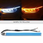 Ceyes DRL LED Light Strip Super Bright Waterproof 12V Headlight LED Tube Car Interior/Exterior Decoration Lamp,Running Light,Turn Signal Light-2pcs 24inch Flexible Day Running Light Strip White-Amber