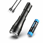 WUBEN L60 1200 Lumens Tactical Flashlight Zoomable USB Rechargeable (18650 Battery Included) IP68 Waterproof 5 Lighting Modes CREE LED Light Torch for Outdoors Camping Hiking