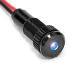 PLUG-N-PLAY Instrument Cluster LED Indicator Light Dash Bulbs. Aluminum Pilot Lights. Colored Acrylic Lens. Flush Panel Mount 5/16″ 8mm 12V for Speedometer Odometer Tachometer (Black Bezel, Blue LED)