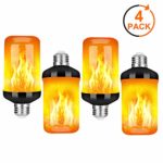 LED Flame Effect Fire Light Bulb – Upgraded 4 Modes Flickering Fire Holiday Light Decorations – E26 Base Flame Bulb with Upside Down Effect(4 Pack)