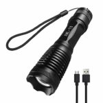 LED Tactical Flashlight – iVict 1000 Lumen XML T6 LED USB Rechargeable Flashlights with Adjustable Focus and 5 Light Modes, IP65 Water-Resistant Torch, Zoomable Flashlight for Indoor and Outdoor Use