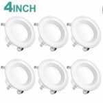 6 Pack 4 Inch Baffle Recessed Retrofit Lights, Ceiling Recessed Lighting Downlight, 5000K (Daylight) Dimmable Led Can Lights, CRI 90, UL and Energy Star Certified