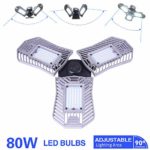 LED Garage Lights, Deformable LED Garage Ceiling Lights 8000 Lumens, 80W E26/E27 Led Shop Lights for Garage, led workshop lights, Led bay light,Utility Led Garage Lighting(80W”standard” Daylight)