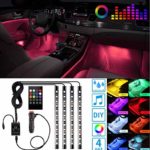 Led Interior Car Lights, Controller Led Lights for Cars, Waterproof Multicolor Music Underglow Lighting Kits with Wireless Control and Sound Active Function, Car Charger Included, DC 12V