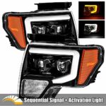 AlphaRex Polished Black For 09-14 Ford F150 LED Tube Dual Projector Headlights with Switchback DRL/Sequential Signal/Activation Light