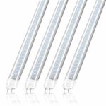 JESLED T8 4FT LED Tube Light Bulbs, 24W 5000K Daylight White, 3000LM, 4 Foot T12 LED Replacement for Flourescent Tubes, Ballast Bypass, Dual-end Powered, Clear, Garage Warehouse Shop Lights (4-Pack)