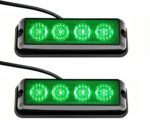 Strobelight Bar 4 LED with Super Bright Emergency Beacon Flash Caution Strobe Light Bar with 17 Different Flashing-2PCS (Green)