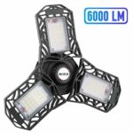 LED Garage Lights, 60W LED Garage Ceiling Lights 6000LM Garage Lighting, Deformable LED Shop Lights for Garage, Warehouse, Corridor, Stadium ect, Support E26 Screw Socket (No Motion Detection)