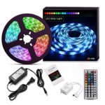 Suyoo LED Strip Lights 16.4ft/5m Flexible Color Changing Led Light Strip Kit 5050 RGB Rope Light with 44 Key IR Remote 12V2A Power Supply