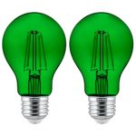 Sunlite 81083 Led Filament A19 Standard 4.5 (60 Watt Equivalent) Colored Transparent Dimmable Light Bulb, 2 Pack, Green