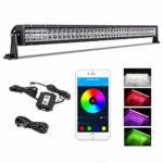 40 Inch RGB LED Light Bar, DJI 4X4 5D 240W CREE Multicolor Light Bar Off Road LED Work Light Controlled By Bluetooth Chasing Spot Flood Combo Driving Light with Wiring Harness for Truck Jeep ATV UTV