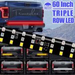 LED Tailgate Light Bar Triple Row, 60 Inch Tail Light Bar for Pickup Trailer SUV RV VAN, Red Brake White Reverse Amber Turn Signal Strobe Light with Standard 4-Pin Flat Connector, No Drill Install
