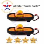 Qty 2 6″ Mid Turn Signal Amber Marker Light Rubber Mount 18 LED w/Reflex Lens Universal Waterproof 6 Inch Oval Led Mid-Ship Marker and Turn Signal Semi Truck Trailer Peterbilt Kenworth Light