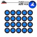 Meerkatt (Pack of 20) 3/4″ Inch Mini Small Round Blue LED Side Marker Indicator Light Super Bright Universal Clearance Lamp Waterproof Caravan Trailer Marine Tow Truck Barge Flatbed Lorry Jeep 12V DC