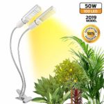 50W Plant Grow Light for Indoor Plants Natural Sunlight Ultra Bright Full Spectrum LED Grow Lamp, Dual Head Adjustable Replaceable Bulbs Succulent UV Light Growth Lamp Seeding Flowering (2019 Model)