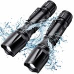 Wsiiroon LED Flashlight, Best Pocket Flashlight Super Bright with 5 Modes, Waterproof, Zoomable, Portable with Clip for Working Camping Emergency-2 Pack (Batteries Not Included)
