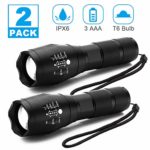 Tactical Flashlight – Lambony Super Bright 2000 Lumen Waterproof LED Mini Flashlights 5 Light Modes for Sporting, Outdoor, Camping, Hiking, Emergency, 2 Pack