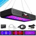 600W LED Grow Light Double Switch with Daisy Chain,Temperature and Humidity Monitor, Adjustable Rope, FSGTEK Full Spectrum Grow Lamp for Indoor Hydroponic Plants Vegetative and Flowering