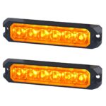 AT-HAIHAN Amber Warning Grill Light Head, IP67 Waterproof Surface Mounts Mini Strobe Light 6W 6 LEDs 18 Patterns for POV, Utility Vehicle, Construction Vehicle, Tow Truck Van (2 Pack)