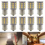 JAVR – Pack of 10-3000K Warm White 1156 BA15S 1141 1003 1073 7506 LED Bulbs 5050 27-SMD Replacement Lamps for 12V Interior RV Camper Trailer Lighting Boat Yard Light Bulbs