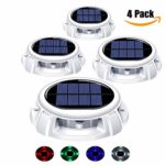 Mitcien 4 Pack Solar Deck Lights Driveway Dock Lights Outdoor Waterproof LED Solar Powered – Solar Ground Disk Lights for Pathway Step Stair Lawn Garden Yard In-Ground(RGB Color)