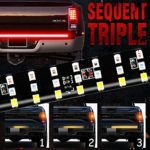 MIHAZ LED Tailgate Light Bar – 48″ Triple Row 5-Function Strip Light Running, Brake, Sequential Amber Turn Signal, Reverse Tail Light for Pickup Trailer SUV RV VAN, No Drill Install 1yr-Warranty