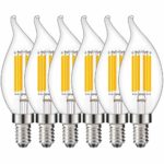Joddge E12 Candelabra Light Bulb Dimmable C35 Edison LED Chandelier Bulbs 6W Equivalent 60 Watt Incandescent Candle Light No Flicker Clear Glass 2700K Warm White – [UL Listed] (6 Pack)