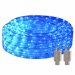 50ft LED Round Rope Lights with Waterproof 540 LEDs Strip Lights Blue with 110V Two UL Certified Power Supply Cuttable Linkable String Lights with Connector and Accessory Pack