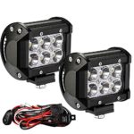 YITAMOTOR Led Light Bar 2PCS 4 inches 18W Square LED Work Light Bar Spot Led Pod light LED with Wiring Harness Waterproof for Jeep SUV Truck Car ATVs 4×4 4WD Boat Off road Driving Light 12V 24V