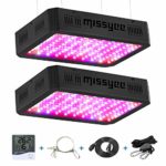 1000W LED Grow Light, Missyee 2-Pack Full Spectrum Plant Light with UV&IR, Veg and Bloom Dual Switch for Greenhouse Indoor Plants Veg Flower, Thermometer Humidity Monitor Adjustable Rope, Black