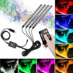 Car Lights Interior 48 Led Strip Lights For Cars With USB Plug And 8 Color RGB Remote Control And Music Sensor Under The Dash Lighting Kits Flexible Waterproof 4Pcs Neon Lights For Car By Winzwon