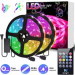 LED Strip Lights 32.8ft 300 LEDs SMD 5050 RGB IP65 Waterproof Rope Lights Color Changing Flexible Tape Light Kit with 20 Keys IR Remote Controller & 12V 5A Power Supply for Bar Home Decoration