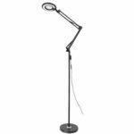 shamoluotuo 4-in-1 5X Magnifier Floor & Desk Lamp w/ Clamp & Stand Dimmable LED Adjustable Swivel Arm Magnifying Craft Light for for Reading Skincare Manicure Tattoo Salon Spa (Black, 9.84″x66.14″)