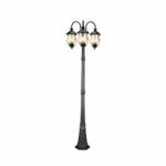 NOMA Outdoor Street Light | Waterproof Outdoor Lamp Post Light with Triple-Head Design for Backyard, Patio, Garden, Walkway or Décor | Bronze Light Pole with Clear Glass Panels, 3-Headed