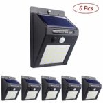 Outdoor Solar Lights,Wireless Waterproof Infrared Outdoor Light for Patio, Deck, Yard, Garden with Motion Activated Auto On/Off 6 Pcs