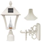 GAMA SONIC GS-106FPW-W Baytown Lamp Outdoor Solar Light Fixture, Pole Pier & Wall Mount Kits Only, White