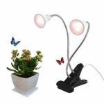 Dommia LED Grow Light for Potted Plants, Dual Head Desk Clamp Lamp with Swivel 360 Degree Flexible Gooseneck and One Switch, Warmwhite Comfortable Light Growing Lamp for Home and Office Indoor Plants