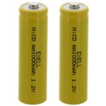 (2-PACK) Exell AA 1.2V 1000mAh NiCD Button Top Rechargeable Batteries For Intermatic Solar Garden Lights, Malibu Solar Garden Lights, Stake Lights, LED Lawn Lights