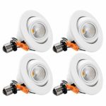 TORCHSTAR 10W 4-Inch High CRI Dimmable Gimbal Retrofit LED Recessed Light, 75W Eqv, Energy Star, Title24, UL-Classified 2700K Soft White, Remodel Adjustable Ceiling Light Downlight, Pack of 4