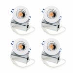 JULLISON 4 Packs 3 Inch LED Die Casting Gimbal Recessed Downlight with Junction Box, COB, 120V, 7W, 3000K Warm White, 600 Lumens, CRI 90+, Dimmable, IC & Air-Tight, ETL Listed, White