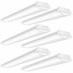 FaithSail 4FT LED Wraparound Light Fixture 50W Flush Mount Garage Shop Lights, 5600lm, 4000k, 4 Foot LED Ceiling Integrated Linear Lighting for Warehouse, Workshop, Office, Kitchen, Laundry, 6 Pack