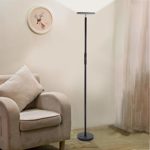 shamoluotuo LED Torchiere Floor Lamp, Dimmable 30W 69 Inch Tall Standing Modern Pole Light Super Bright Acrylic Diffuser & 360° Tilt Head Floor Lamps for Living Rooms Offices Bedroom (Black, 10″X69″)