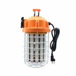 100 Watts LED Temporary Work Light, Daylight White 5,000K Durable Jobsite Lighting, Stainless Steel Protective Cover Portable Hanging Lamp, for Warehouse High Bay Outdoor Construction Fixture