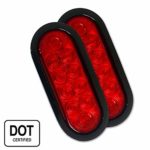 NOVALITE Set of 2 pcs 6 Inch Red Oval LED Tail Lights with Grommet and Plug for Truck/Trailer/RV, 12V Turn/Stop/Tail Light, DOT Certified