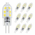 DiCUNO G4 LED Daylight White Light Lamps, 1.5W Equivalent to 15~20W T3 Halogen Track Bulb, AC/DC 12V, Non-dimmable, 10 Packages
