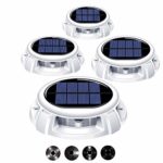 Mitcien 4 Pack Solar Deck Lights Outdoor Waterproof Driveway Dock Lights LED Solar Powered – Solar Ground Disk Lights for Pathway Step Stair Lawn Garden Yard In-Ground(White Color)